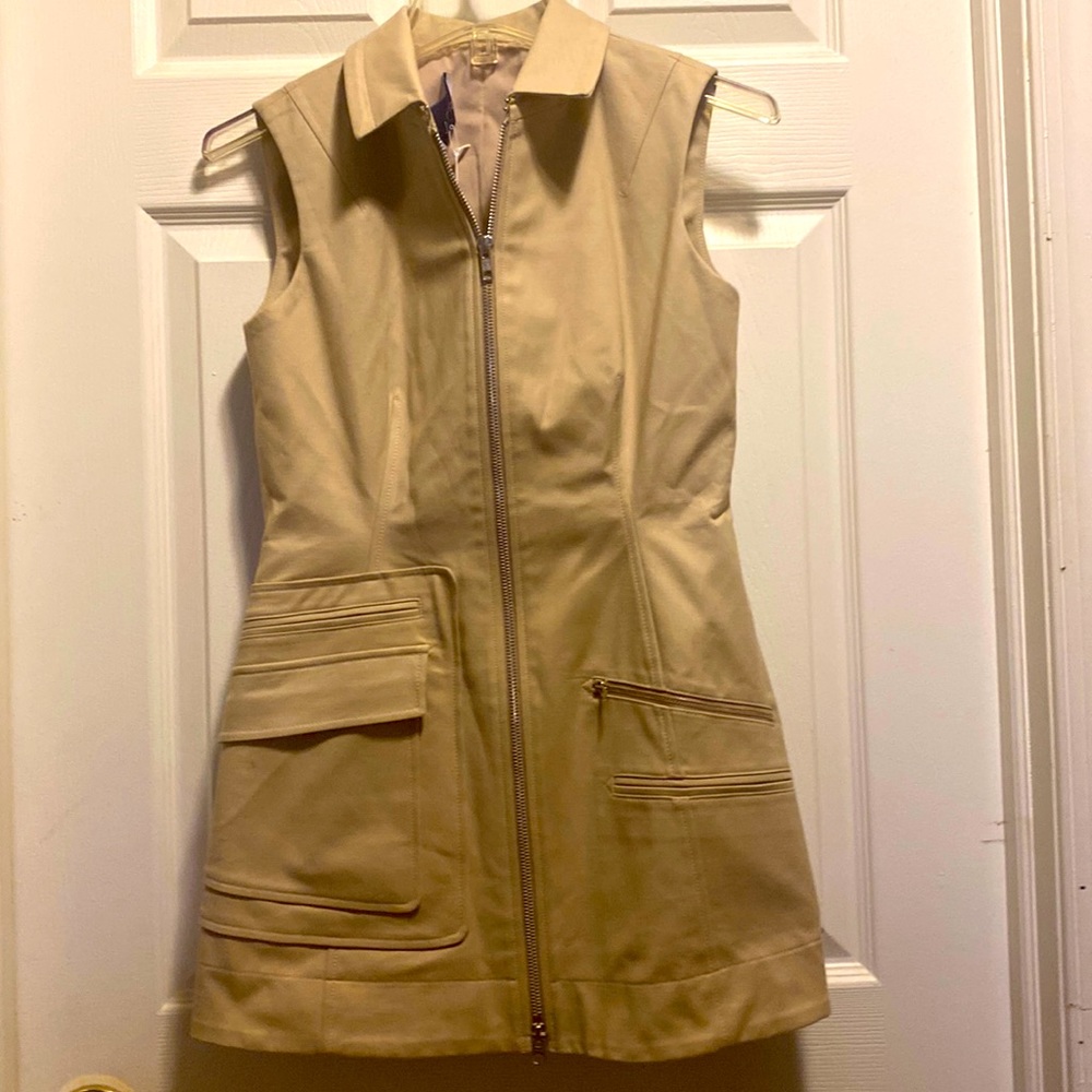 FEBRUARY SALE-NWT Pearl by Lela Rose Navy/khaki Long Vest jacket double zipper
